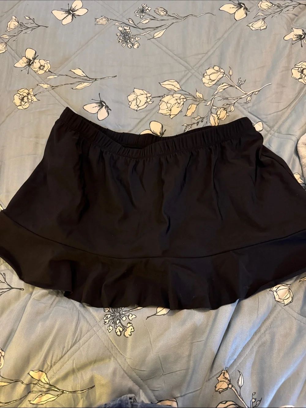 Aqua Green Black Ruffle Swim Coverup Skirt
